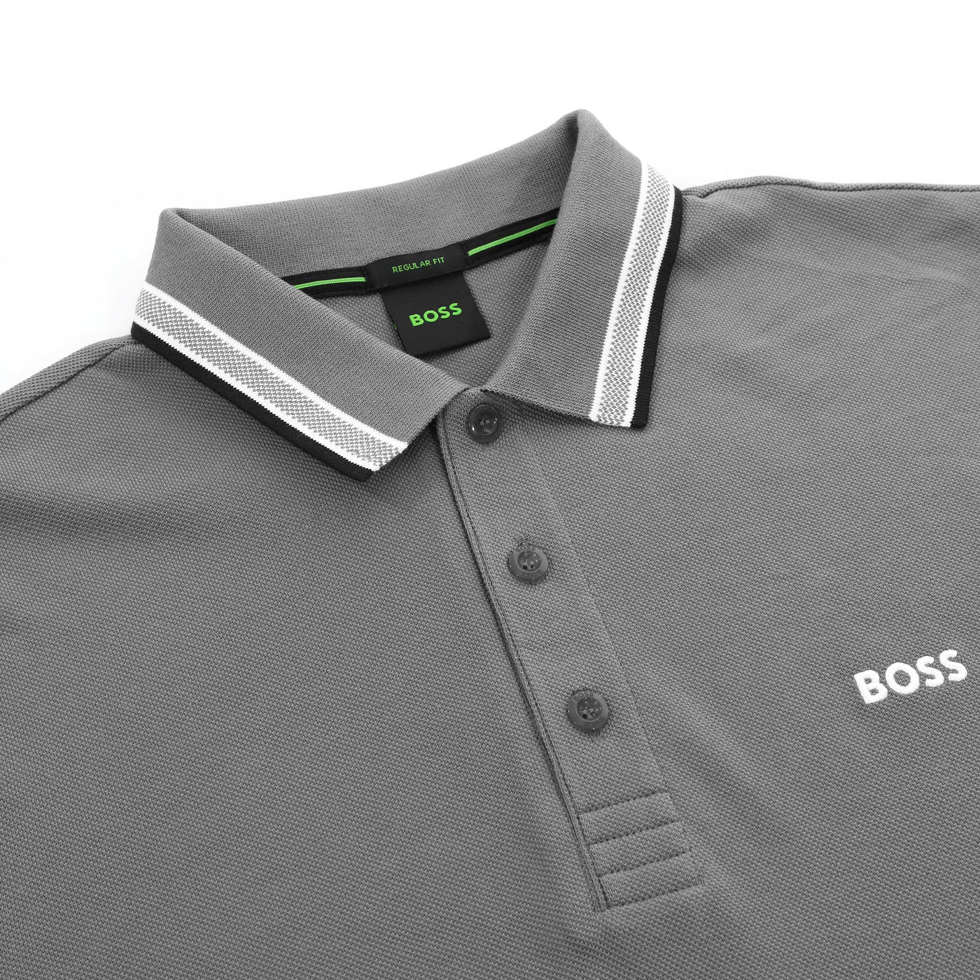 BOSS Paddy Polo Shirt in Medium Grey Placket