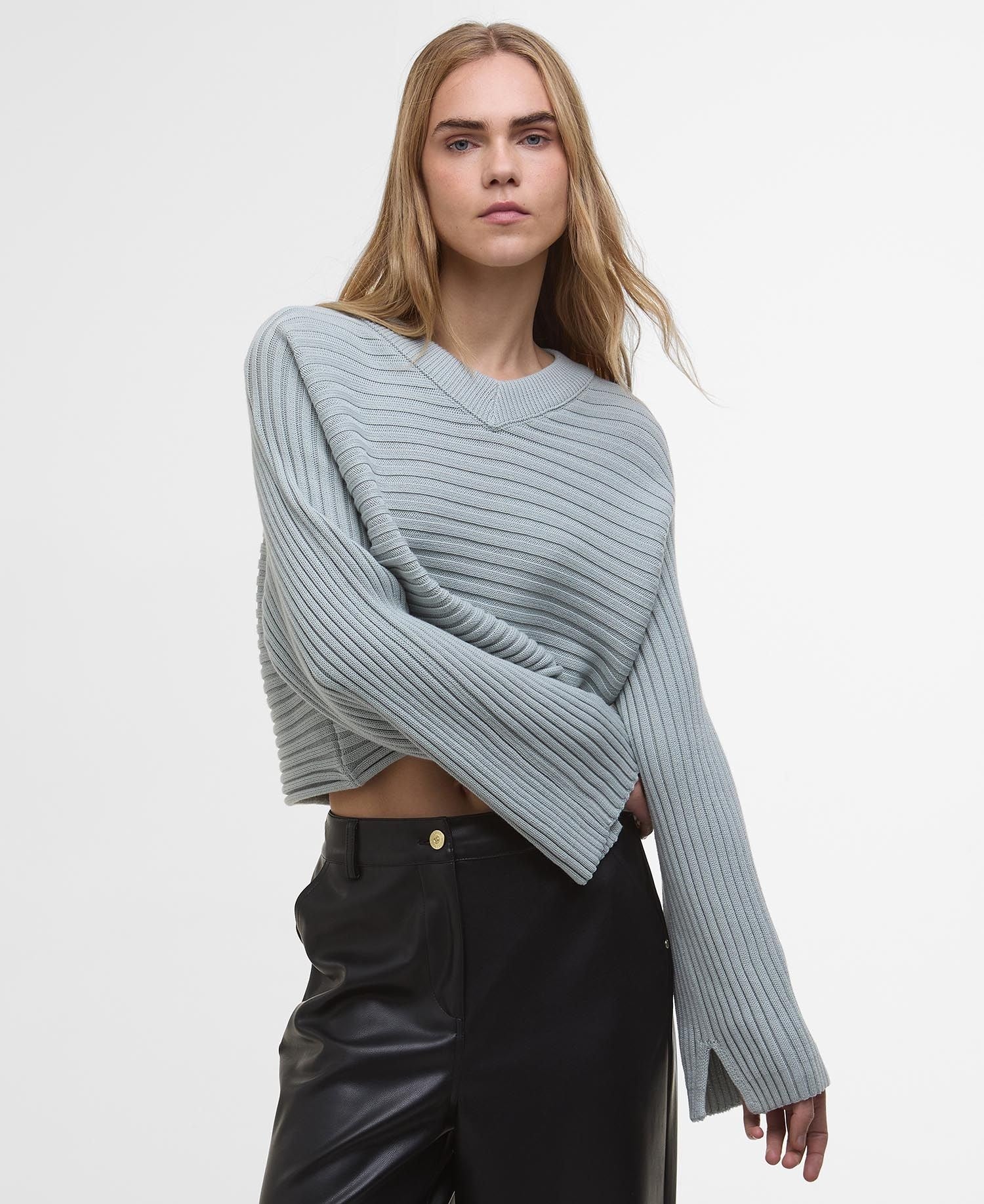 Barbour Zola Knitted Ladies Knitwear in Light Blue Steel Barbour Zola Knitted Ladies Knitwear in Light Blue Steel