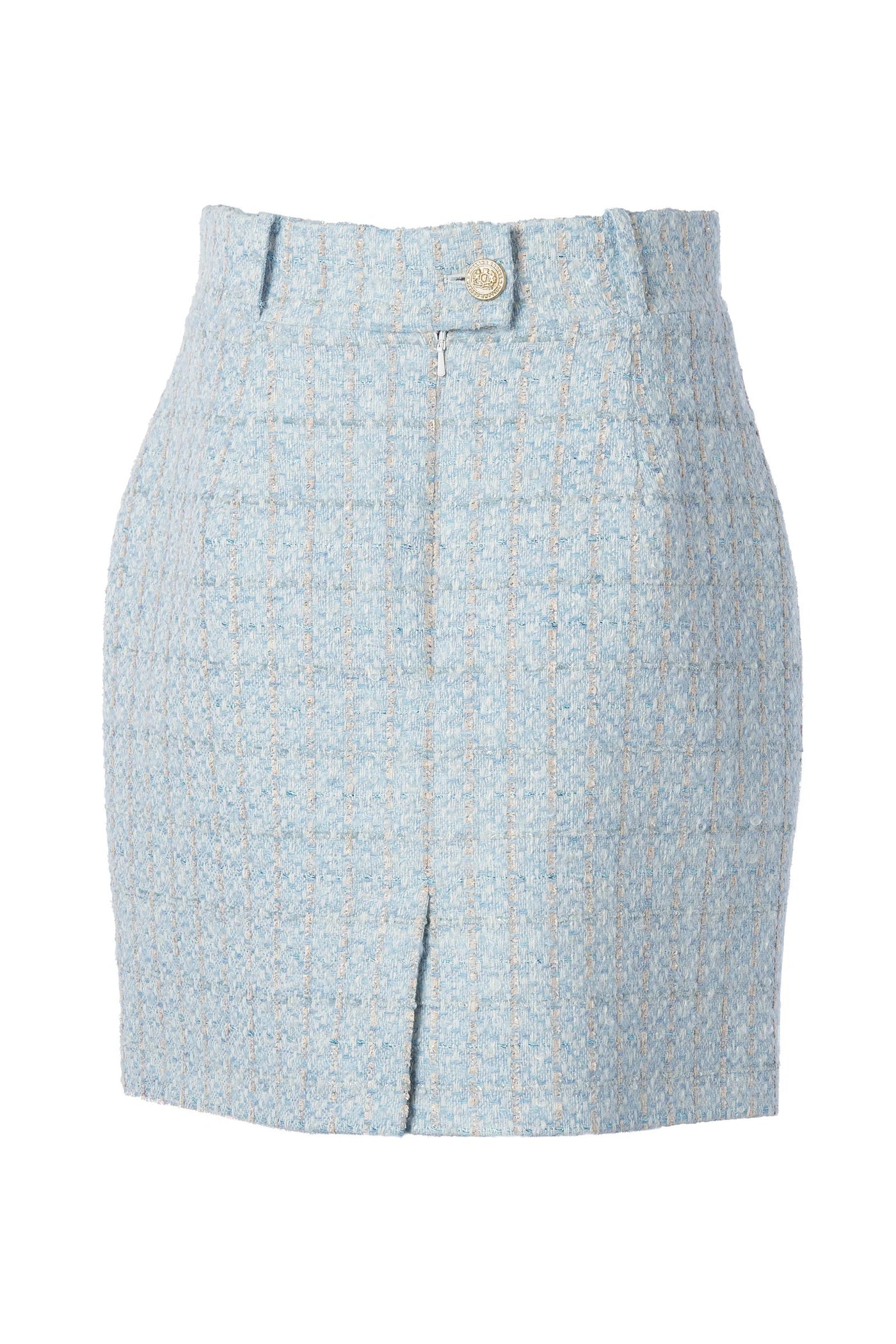 Holland Cooper Regency Skirt in Sky Blue Boucle Back