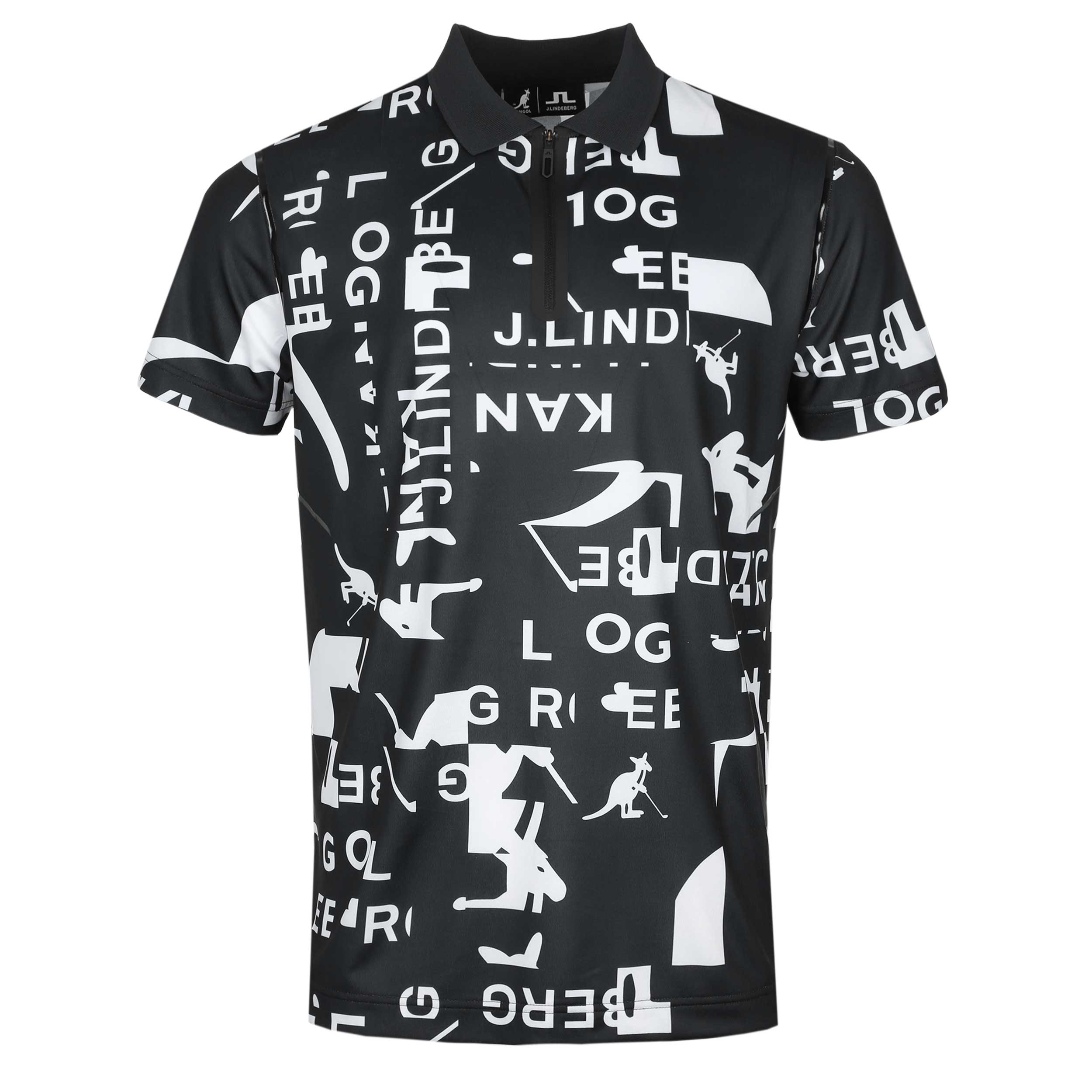 J.Lindeberg Miro Print Polo Shirt in Kangol Black White J.Lindeberg Miro Print Polo Shirt in Kangol Black White