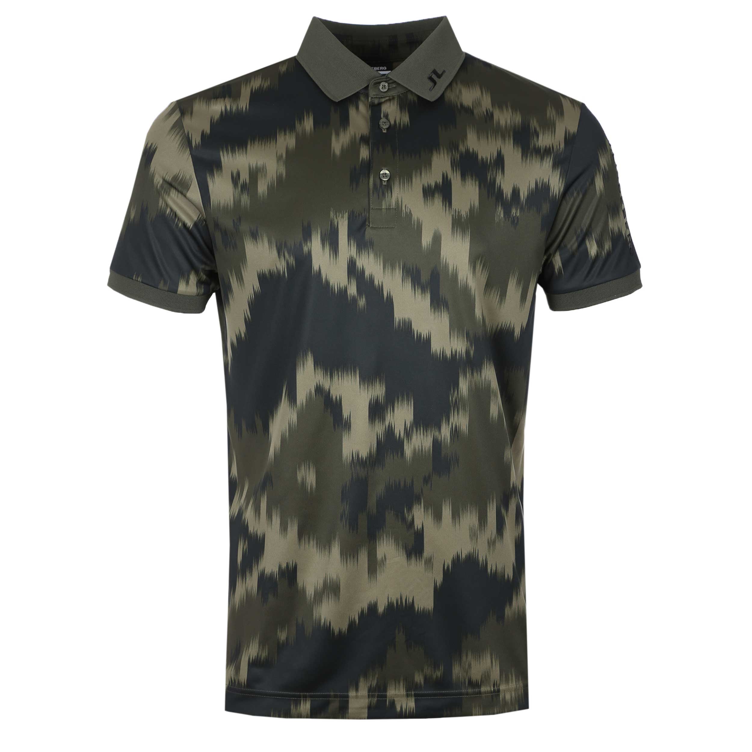 J.Lindeberg Tour Tech Print Polo Shirt in Warp Forest J.Lindeberg Tour Tech Print Polo Shirt in Warp Forest
