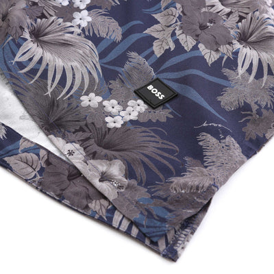 BOSS Beach Shirt in Medium Brown Navy Logo