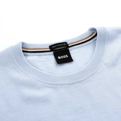 BOSS Botto L Knitwear in Duck Egg Blue Neck