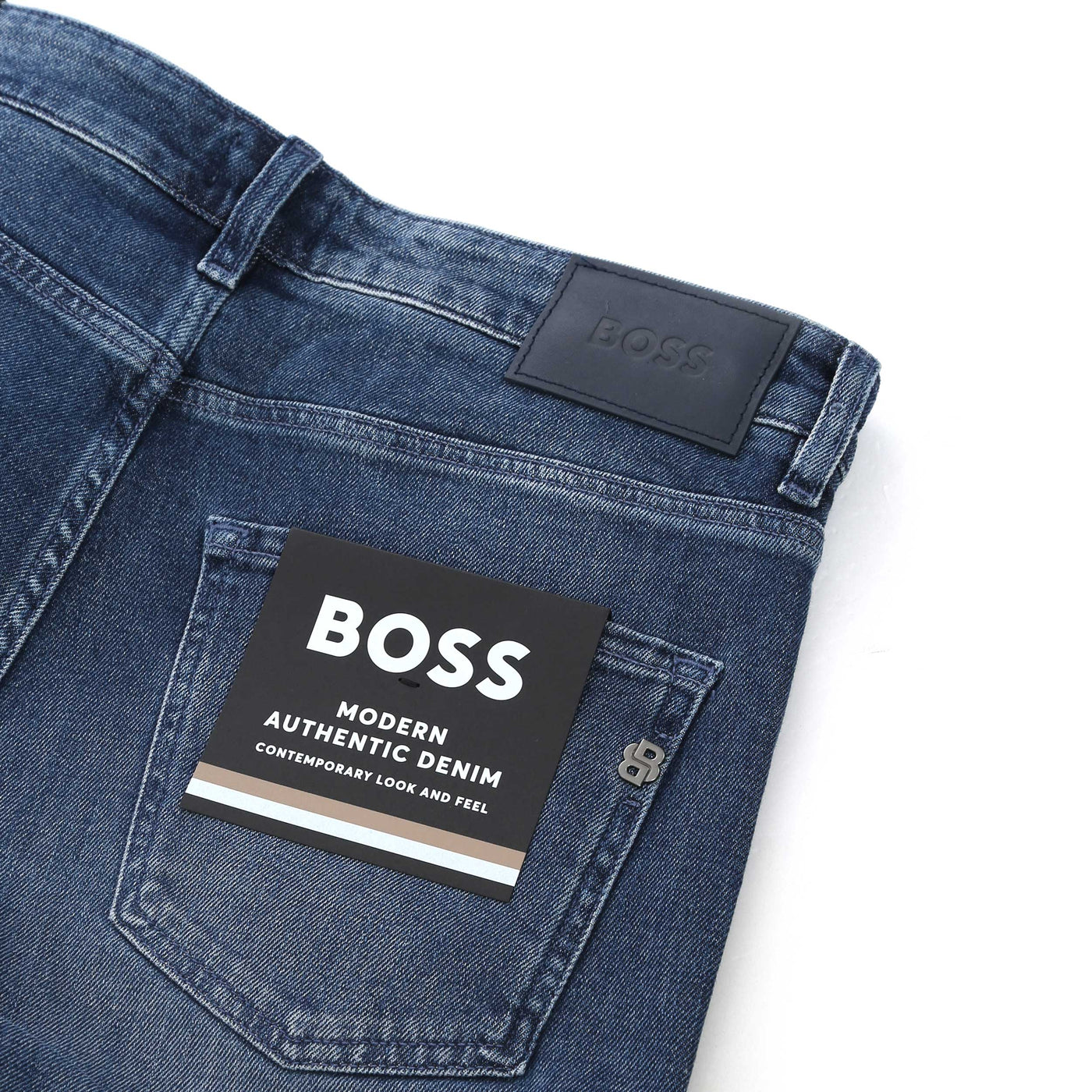 BOSS C Delaware Jean in Mid Blue Denim Logo2