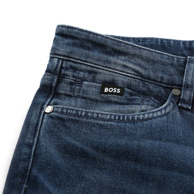 BOSS C Delaware Jean in Mid Blue Denim Logo
