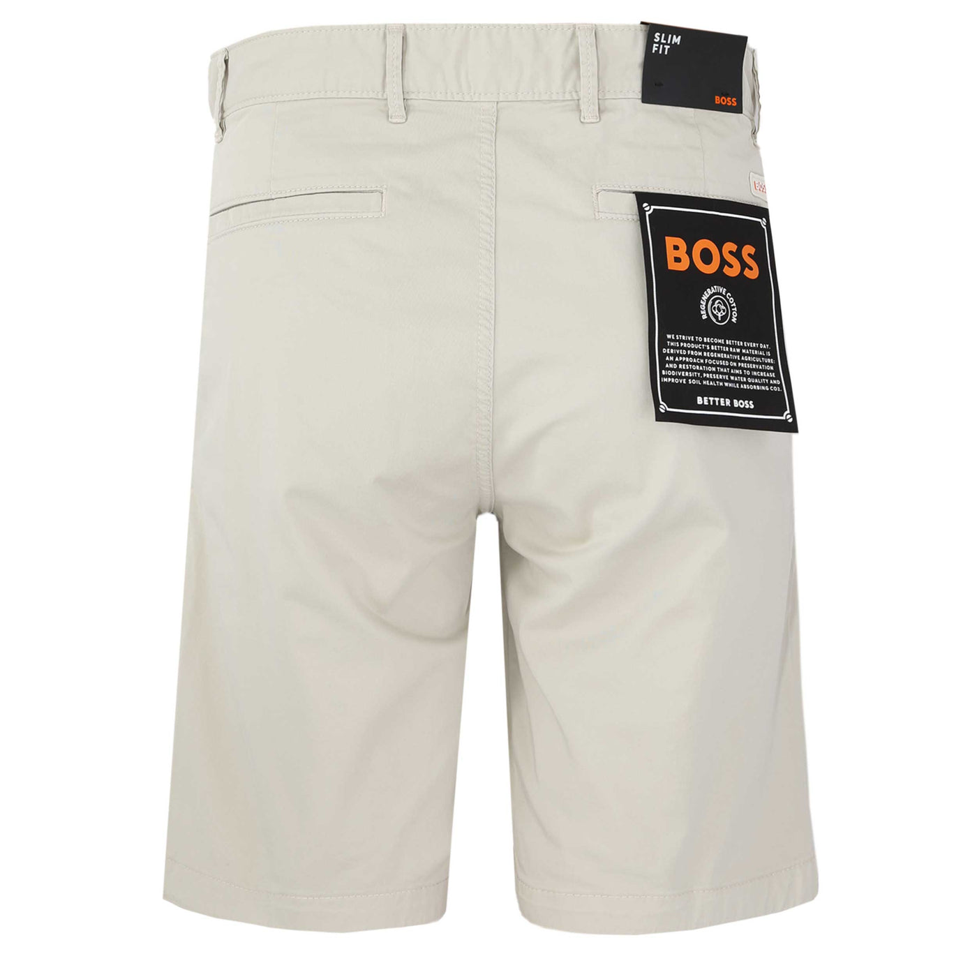 BOSS Chino Slim Shorts in Light Beige Back
