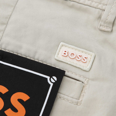 BOSS Chino Slim Shorts in Light Beige Logo