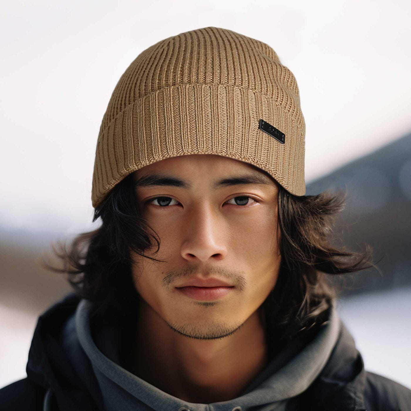 BOSS Fati L Beanie Hat in Medium Beige Model