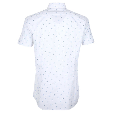 BOSS H Hank Ken SH C1 242 SS Shirt in White Blue Back