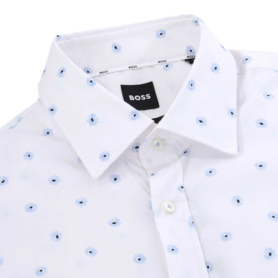 BOSS H Hank Ken SH C1 242 SS Shirt in White Blue Collar