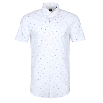 BOSS H Hank Ken SH C1 242 SS Shirt in White Blue Main