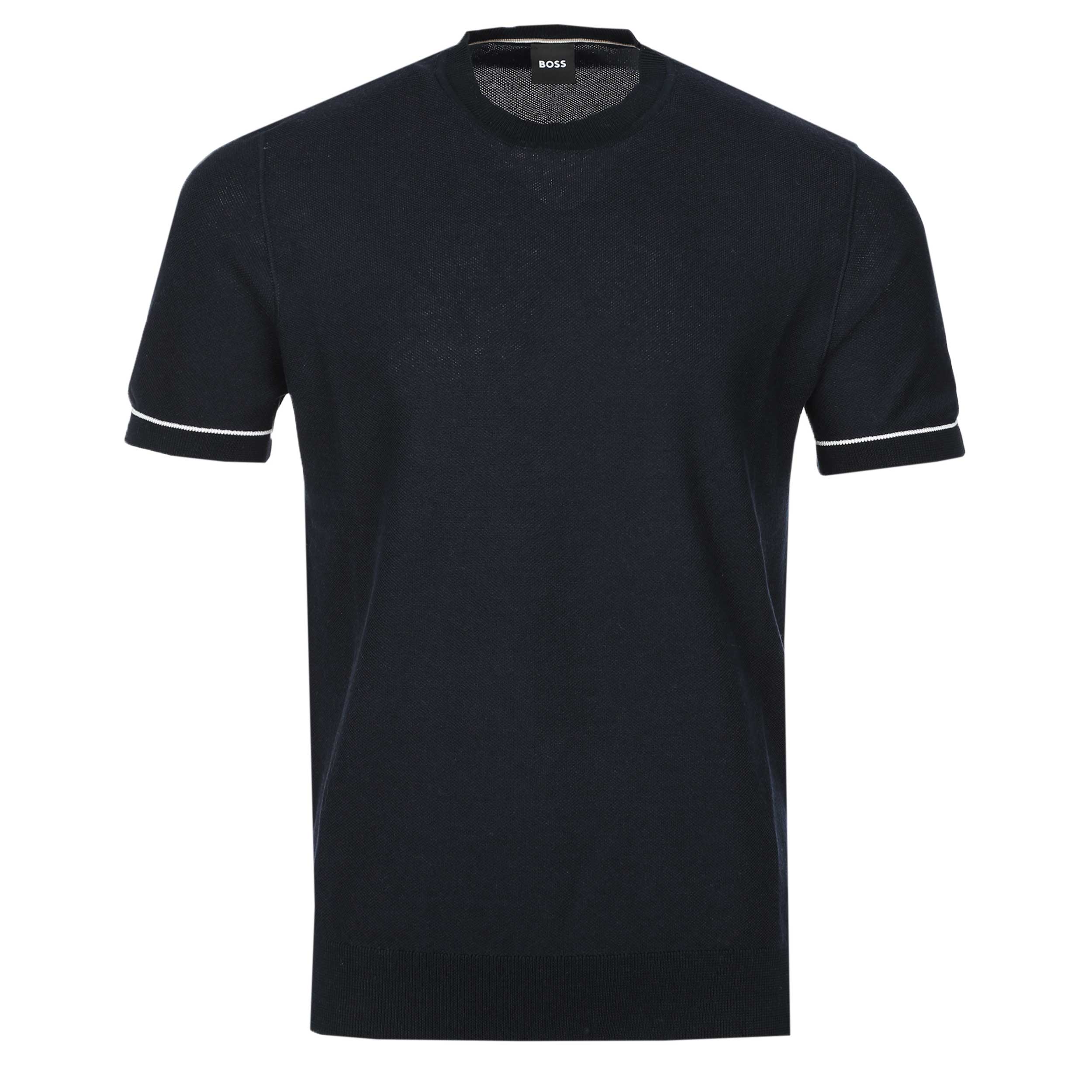 BOSS H Jianfranco Knitted T Shirt in Dark Blue