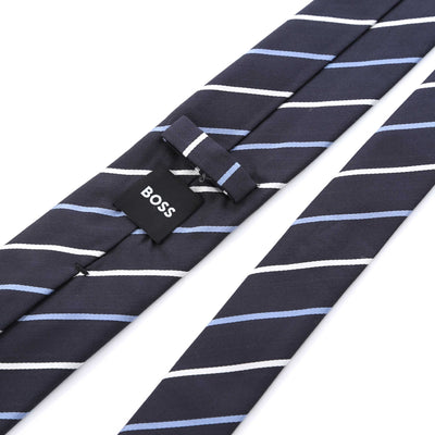 BOSS H Tie 7.5cm Tie in Navy Stripe Back