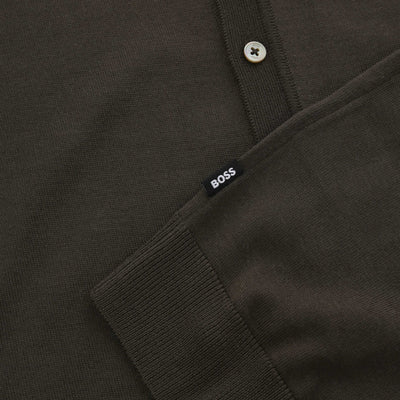 BOSS Helbert Knitwear in Khaki Logo Tab
