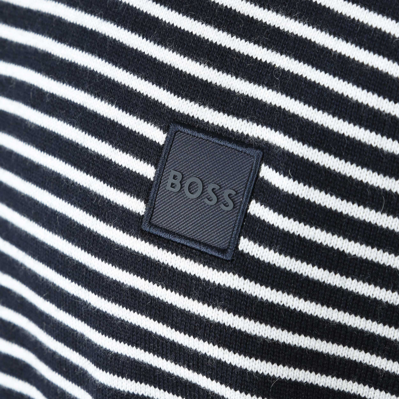 BOSS Kanache Knitted T-Shirt in Dark Blue Stripe Logo