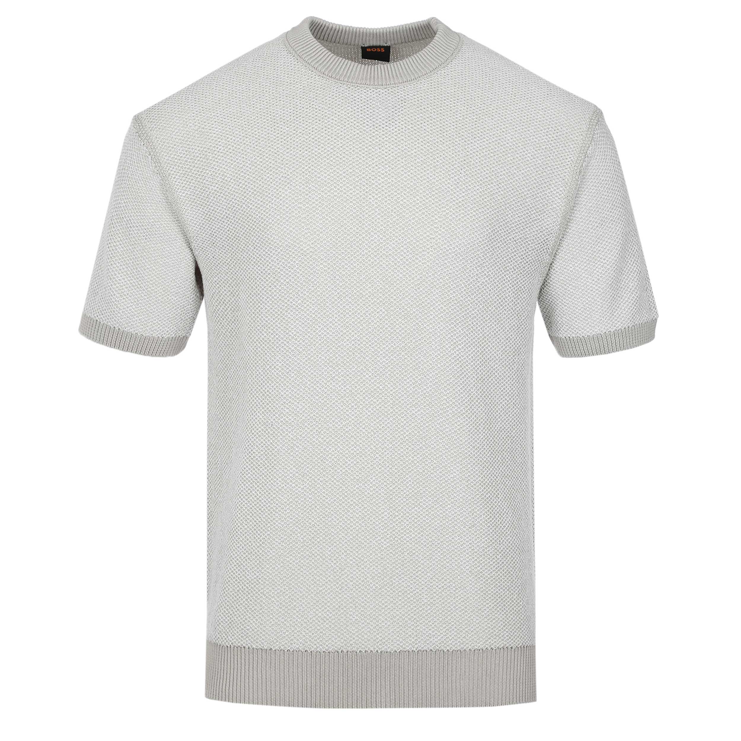 BOSS Kantonio Knitted T-Shirt in Open Grey