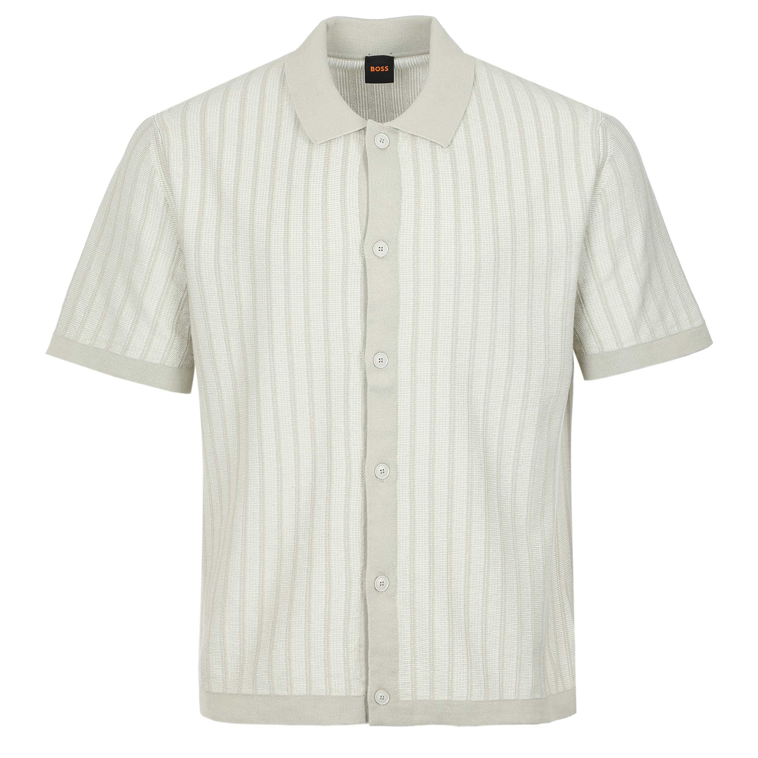 BOSS Kodd Knitted SS Shirt in Light Beige