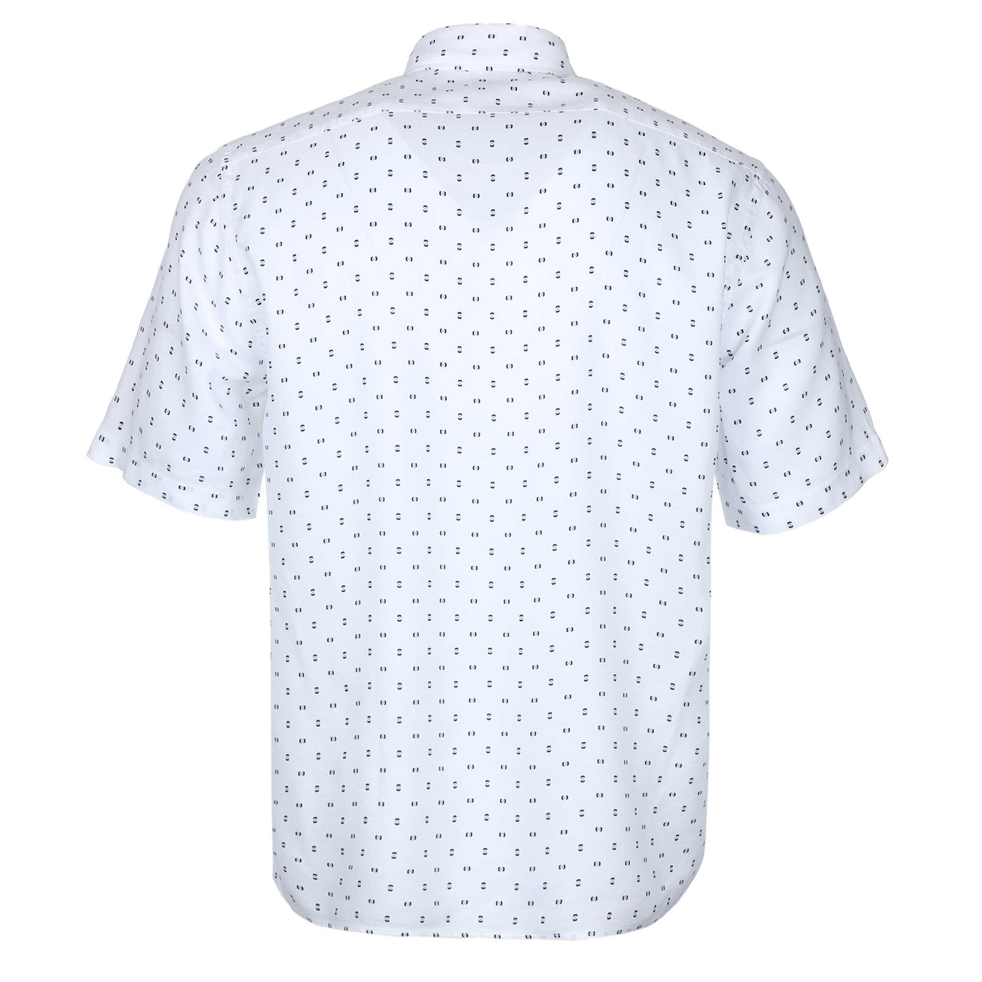 BOSS Leno F Short Sleeve Shirt in White & Dark Blue Back