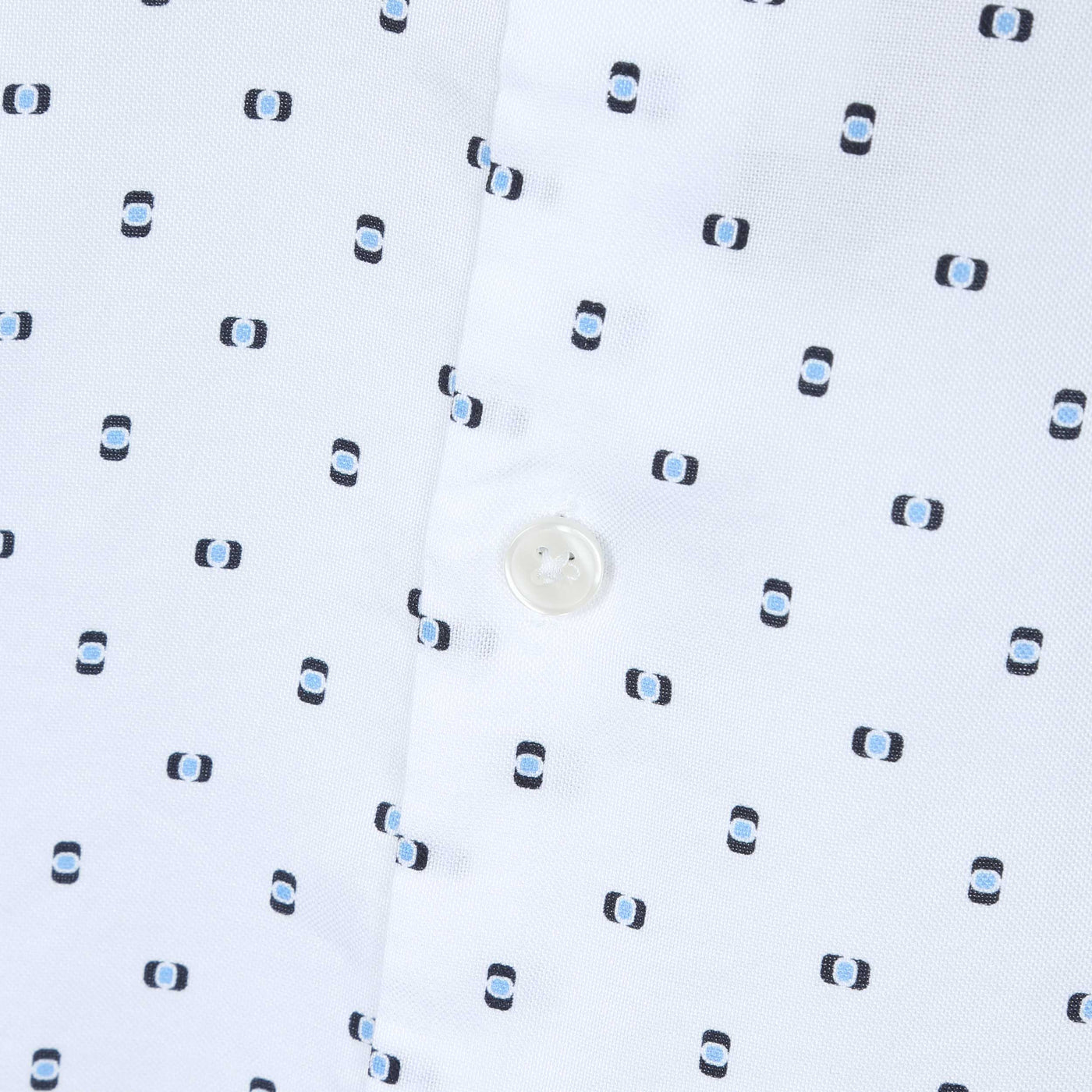 BOSS Leno F Short Sleeve Shirt in White & Dark Blue Print