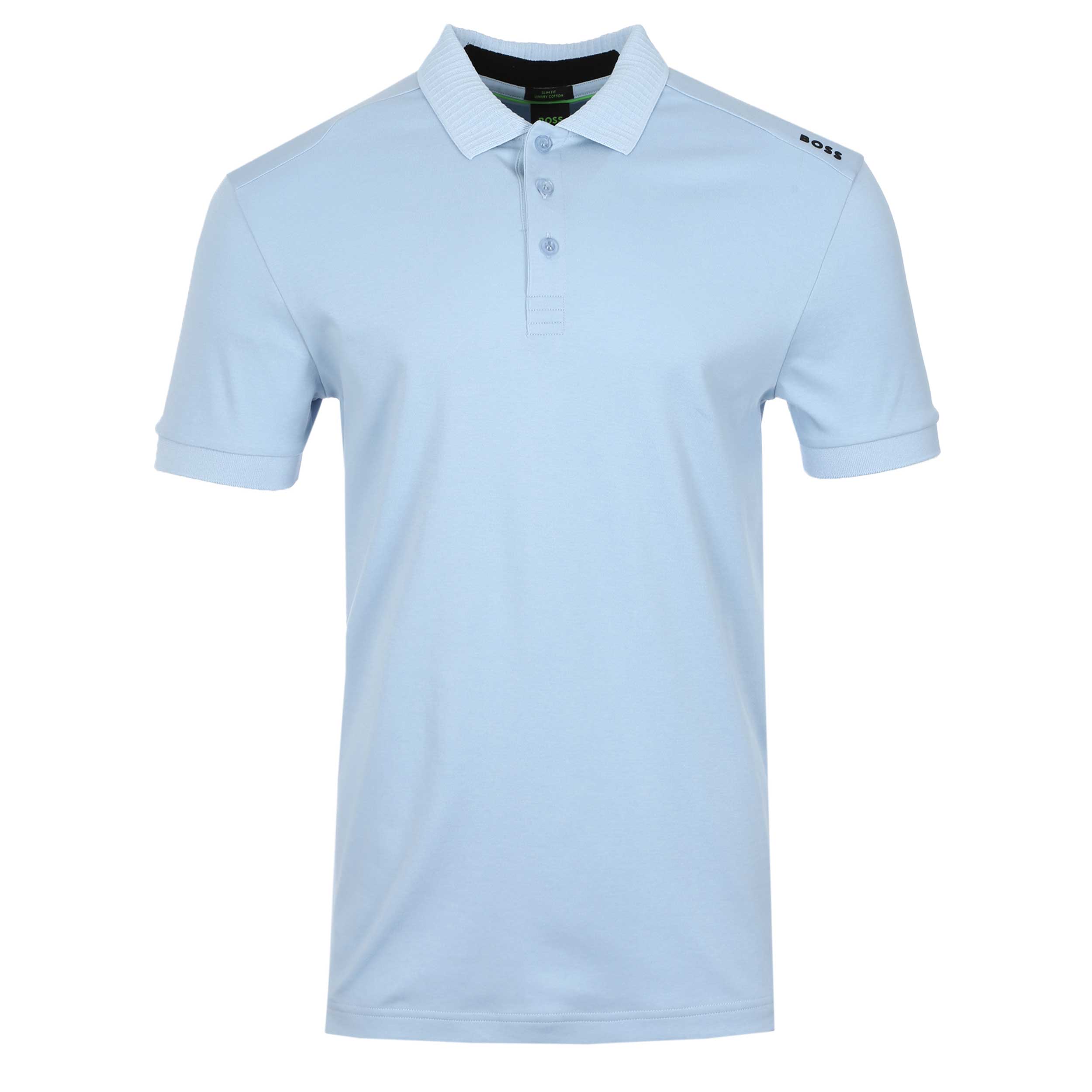 BOSS PL Terrace Lux Polo Shirt in Open Blue