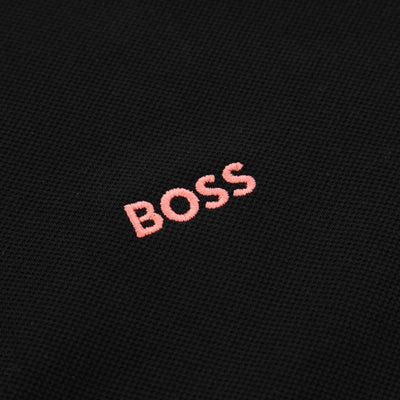 BOSS Paddy Polo Shirt in Black & Orange Logo