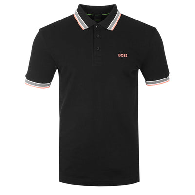 BOSS Paddy Polo Shirt in Black & Orange