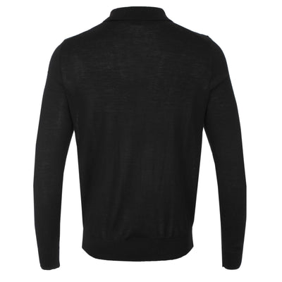 BOSS Padori Long Sleeve Knitted Polo Shirt in Black Back