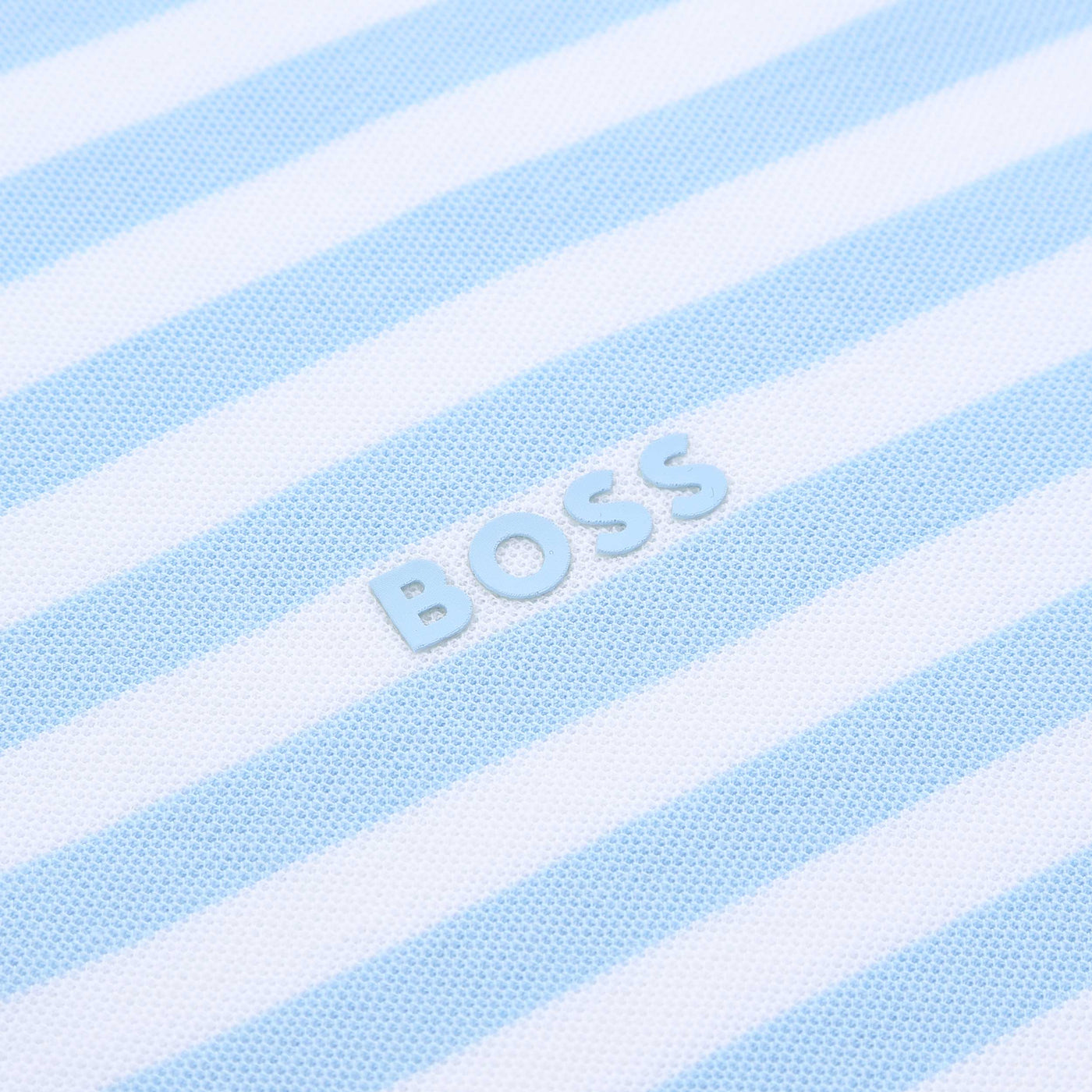 BOSS PalesStripe Polo Shirt in Sky Blue Chest Logo