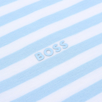 BOSS PalesStripe Polo Shirt in Sky Blue Chest Logo