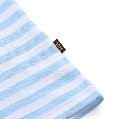 BOSS PalesStripe Polo Shirt in Sky Blue Logo Tab