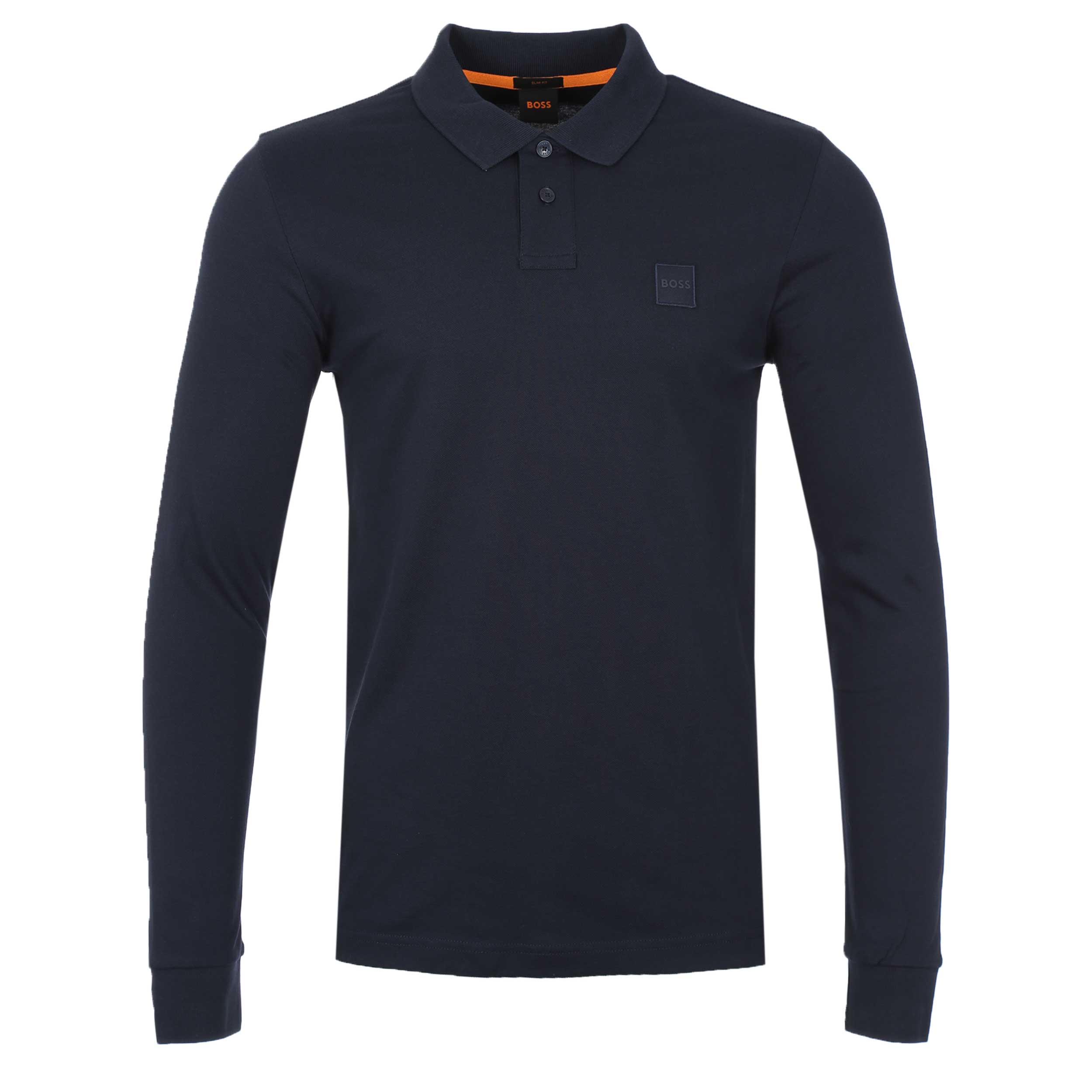 BOSS Passerby Long Sleeve Polo Shirt in Navy