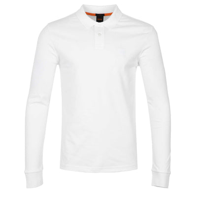 BOSS Passerby Long Sleeve Polo Shirt in White