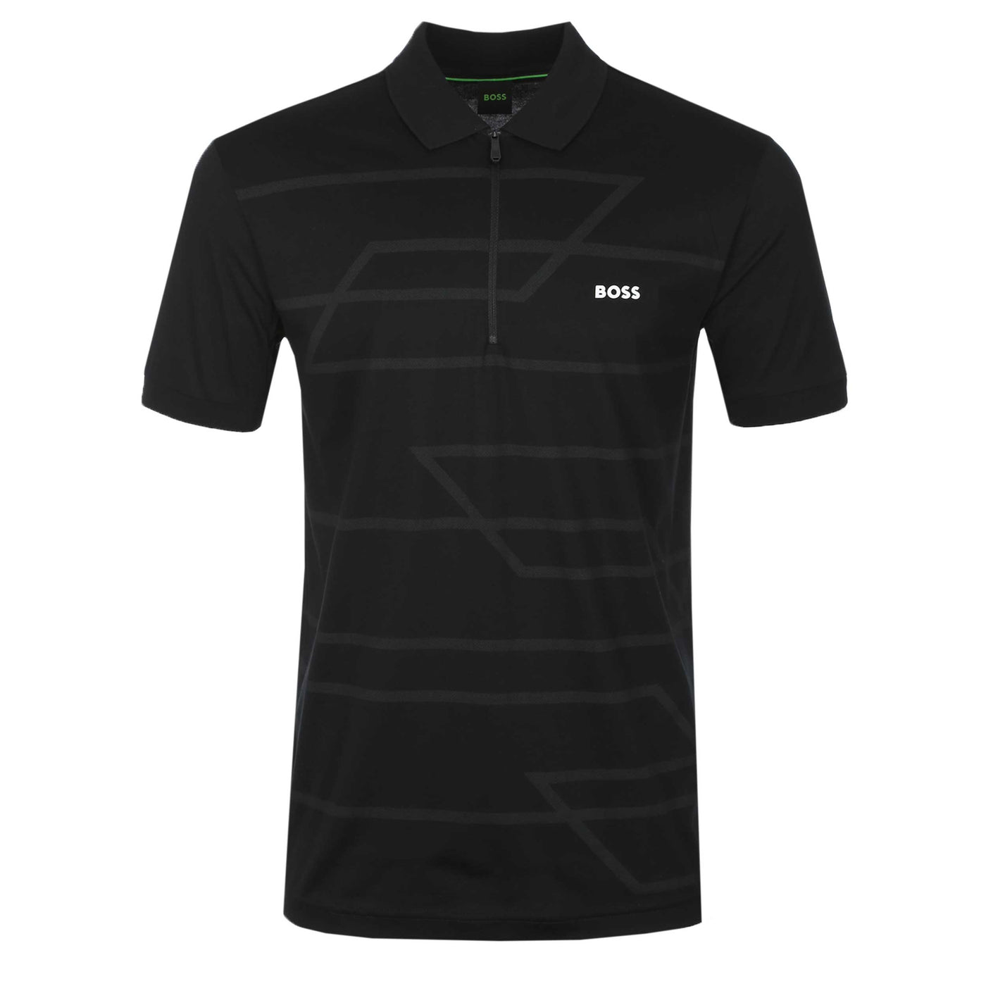 BOSS Philix Zip Polo Shirt in Black