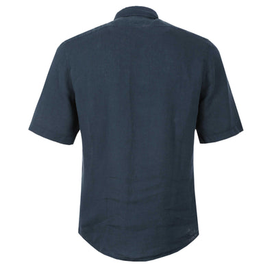 BOSS Rash 2 Short Sleeve Linen Shirt in Navy Back