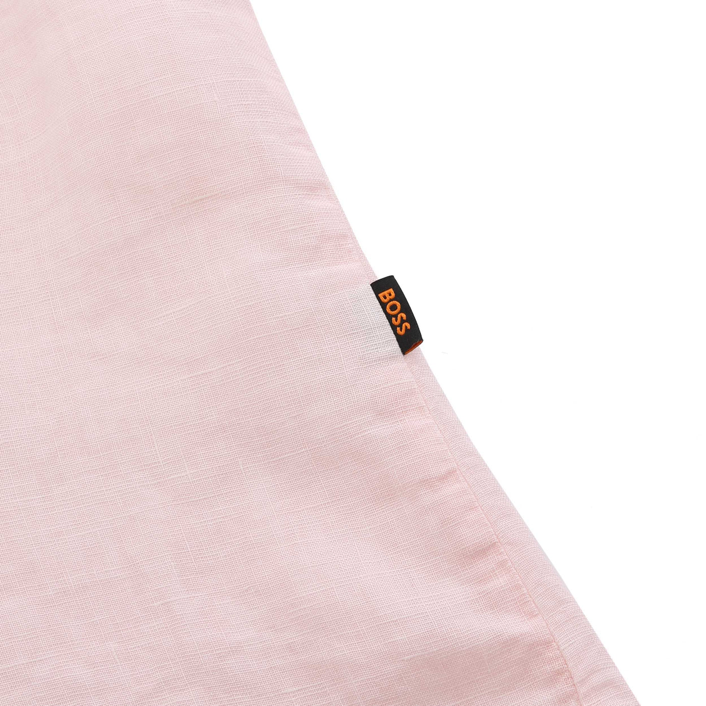 BOSS Rash 2 Short Sleeve Linen Shirt in Pink Logo Tab