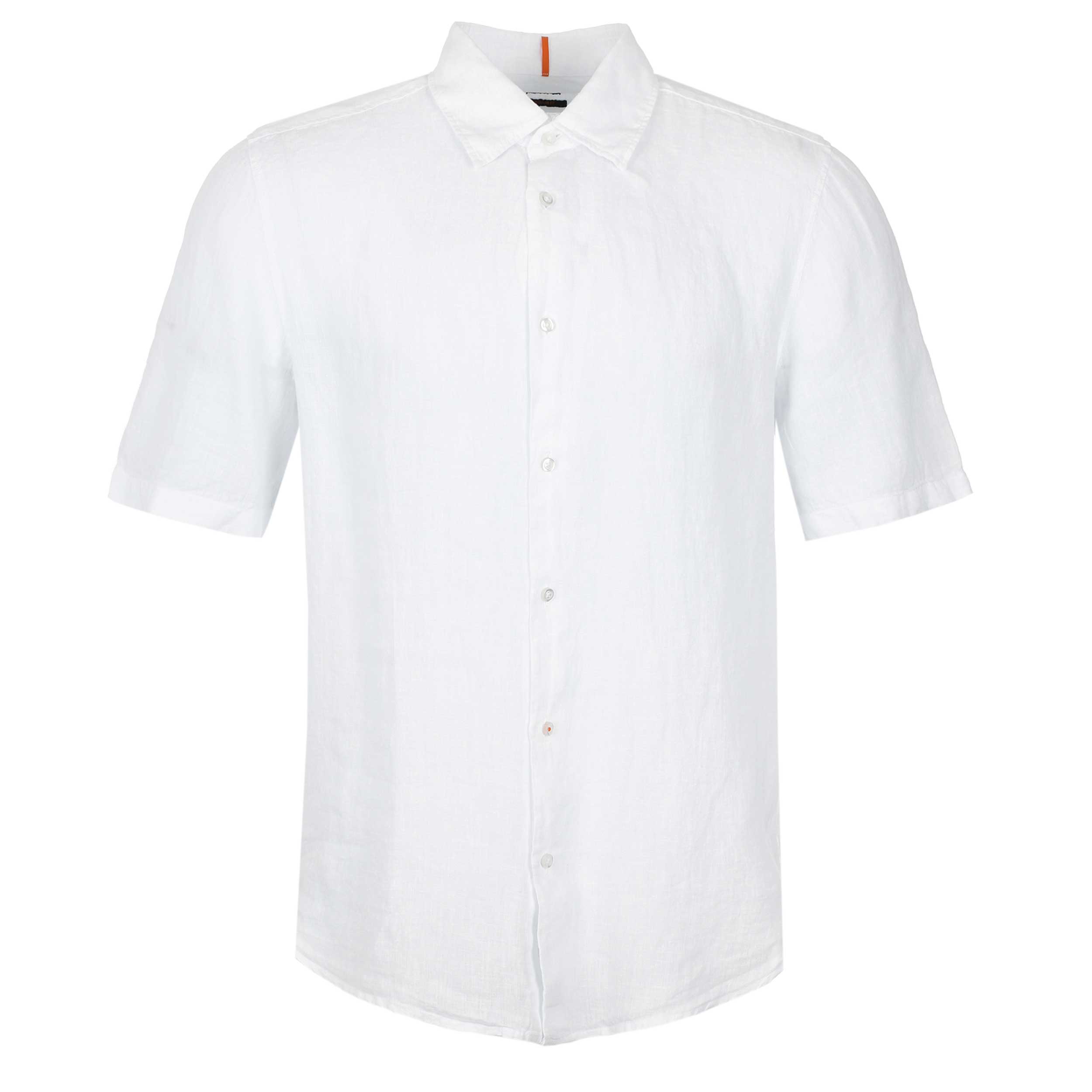 BOSS Rash 2 Short Sleeve Linen Shirt in White