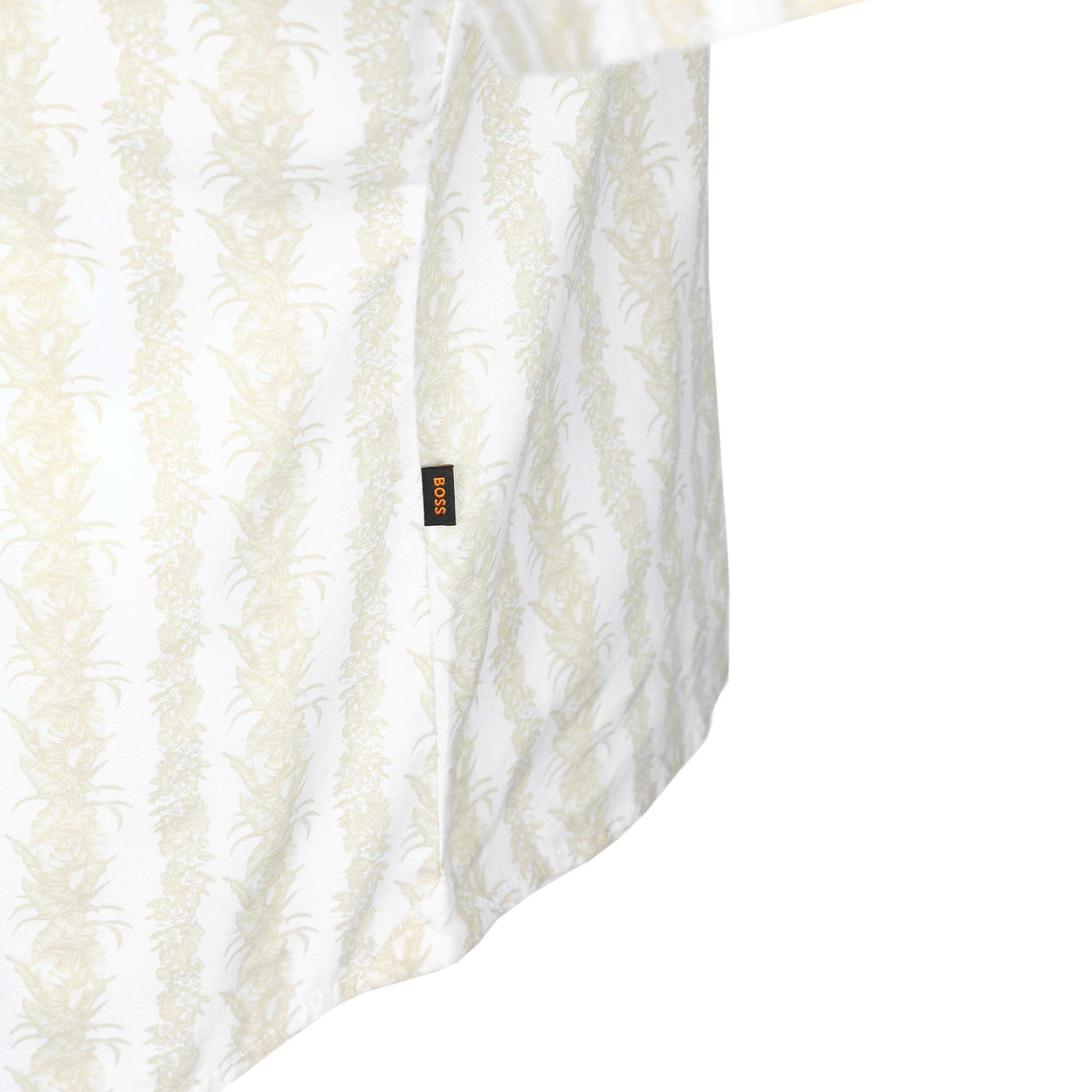 BOSS Rash 2 Short Sleeve Shirt in White Beige Print Logo Tab