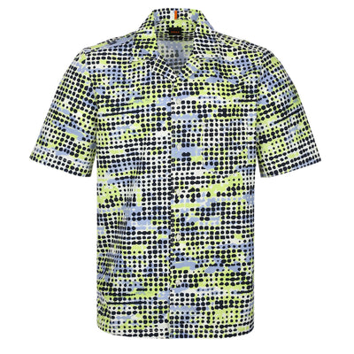 BOSS Rayer Short Sleeve Shirt in Green Blue Dot Print