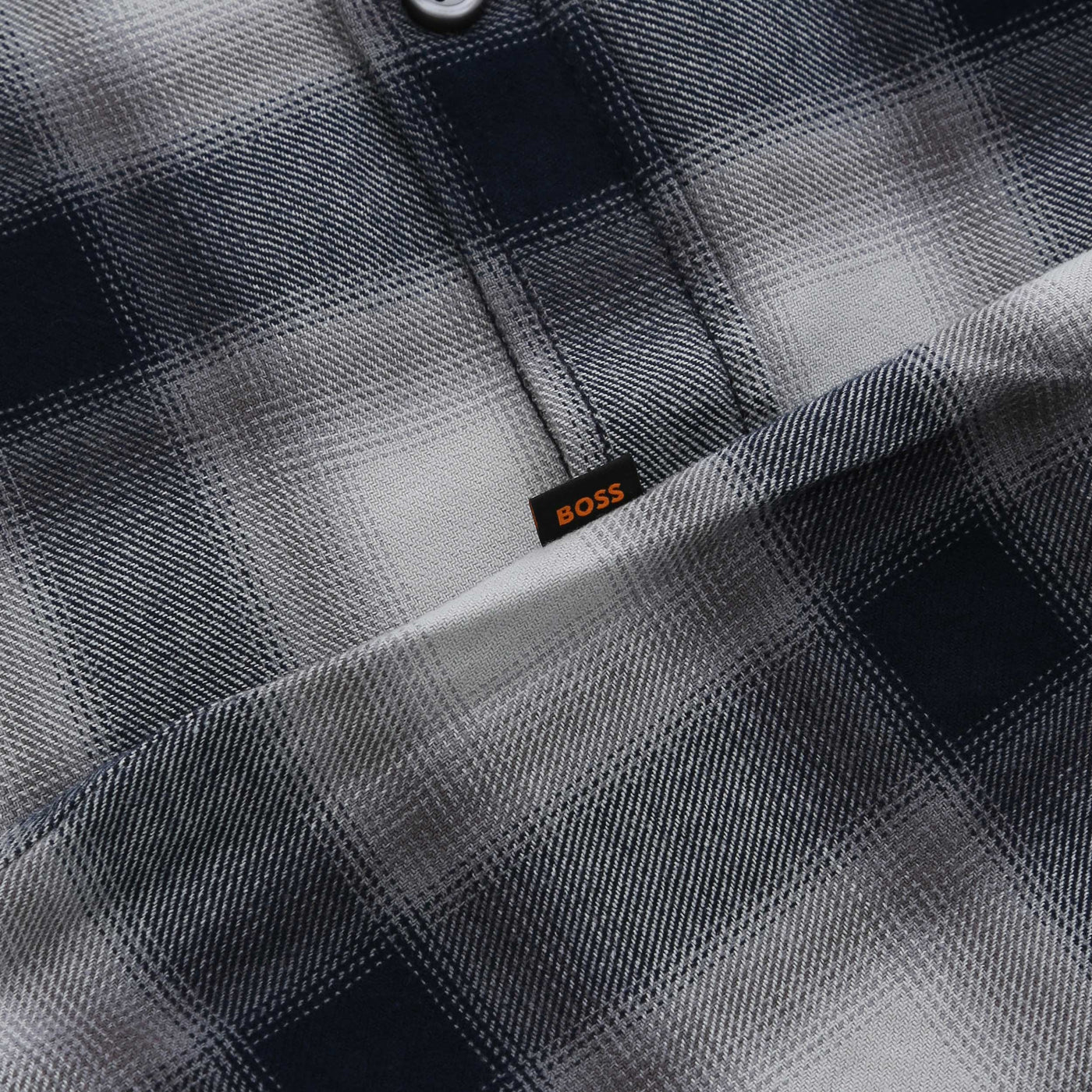 BOSS Rickert M Shirt in Blue Grey Check Logo Tab