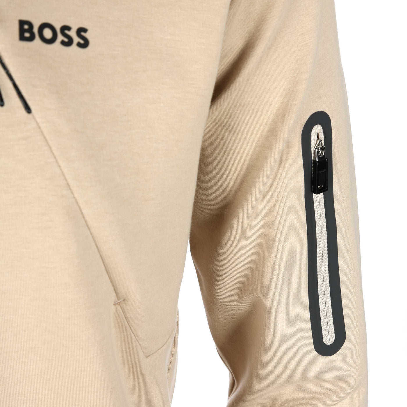 BOSS Salbiq Sweatshirt in Medium Beige Sleeve Pocket