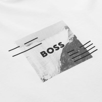 BOSS Tee Stripe Zone T Shirt in White Logo