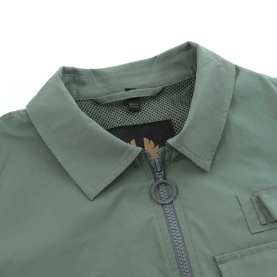 Belstaff Castmaster Overshirt in Mineral Green Collar