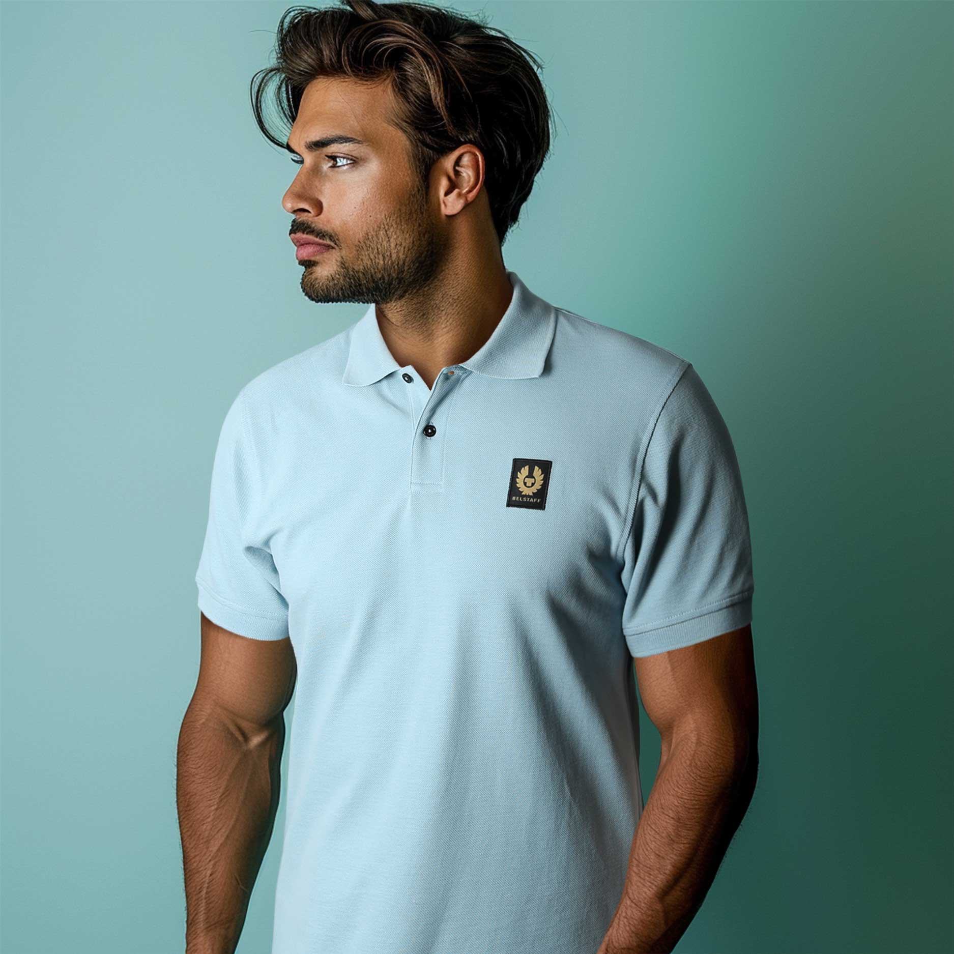 Belstaff Classic Short Sleeve Polo Shirt in Skyline Blue