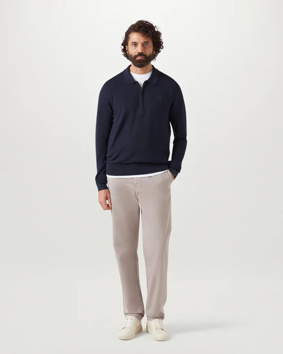 Belstaff Drift Knitted Polo in Dark Ink Model