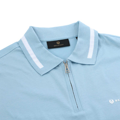 Belstaff Graph Zip Polo Shirt in Skyline Blue Collar