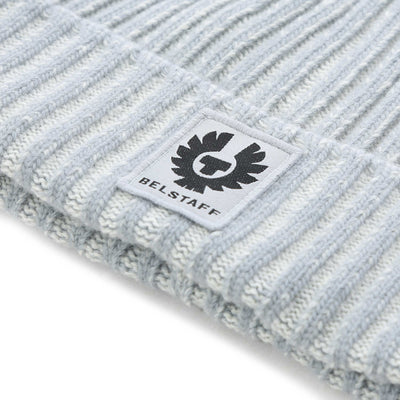Belstaff Plated Watch Beanie Hat in Quarry Blue & Silver Birch Logo