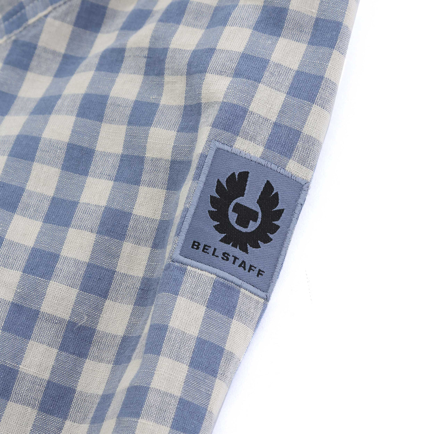 Belstaff Scale Linen Shirt in Blue Flint & Stone Beige Logo