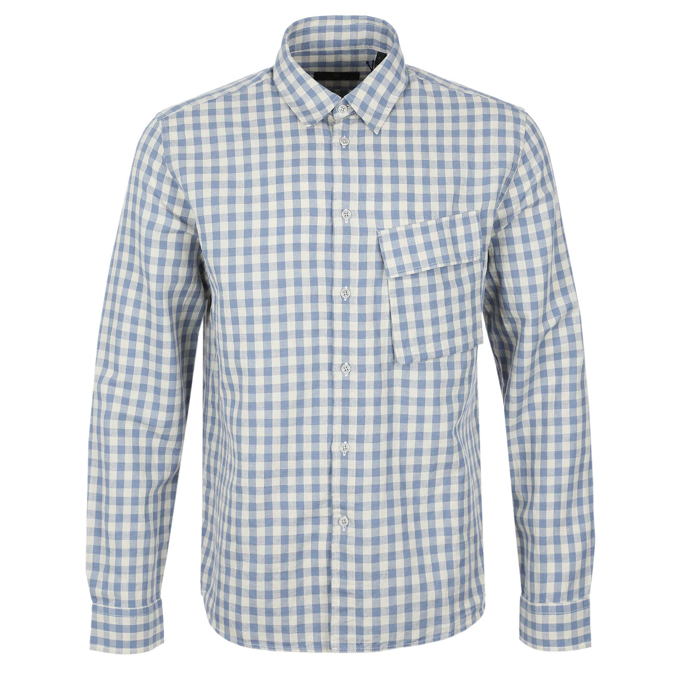 Belstaff Scale Linen Shirt in Blue Flint & Stone Beige