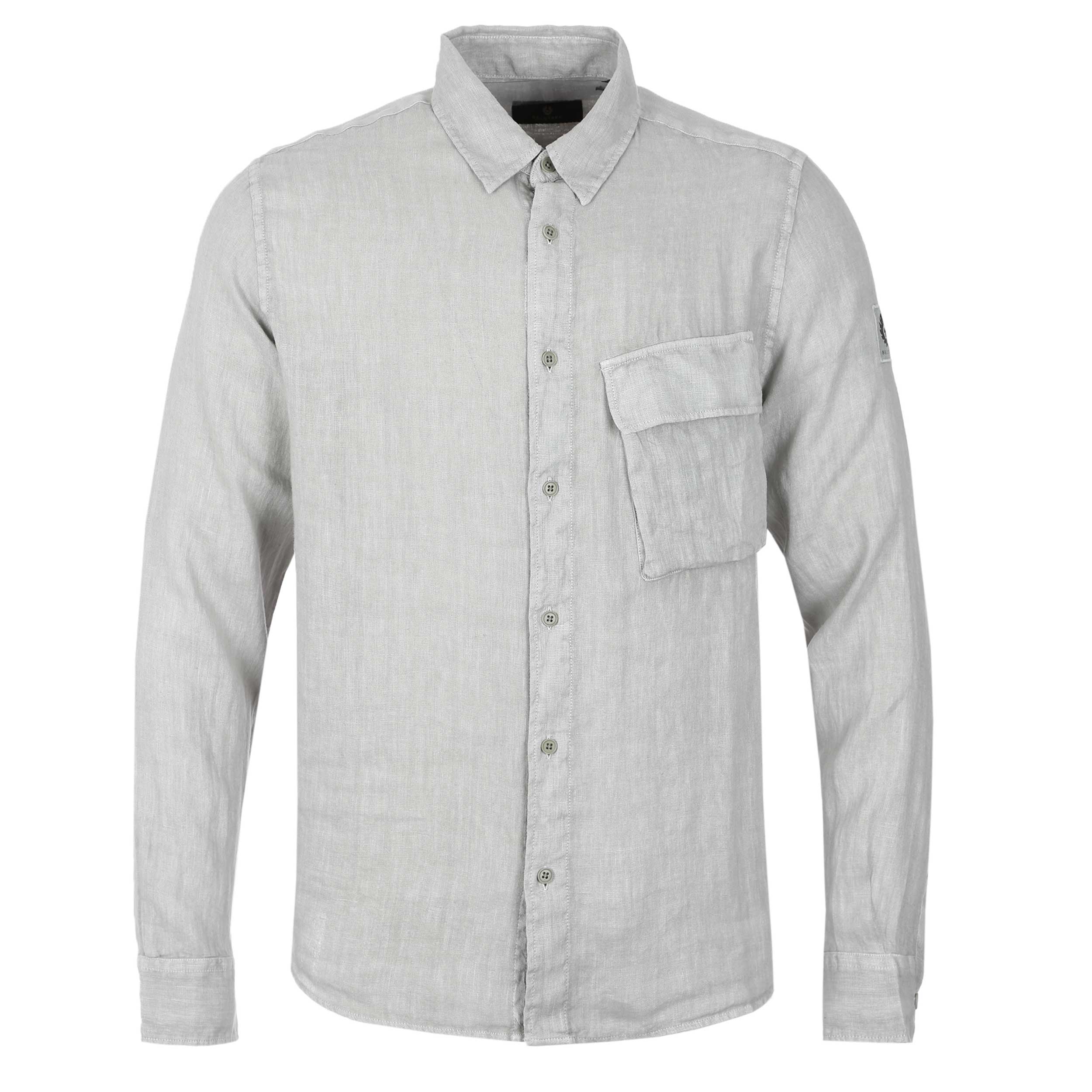 Belstaff Scale Linen Shirt in Cloud Grey