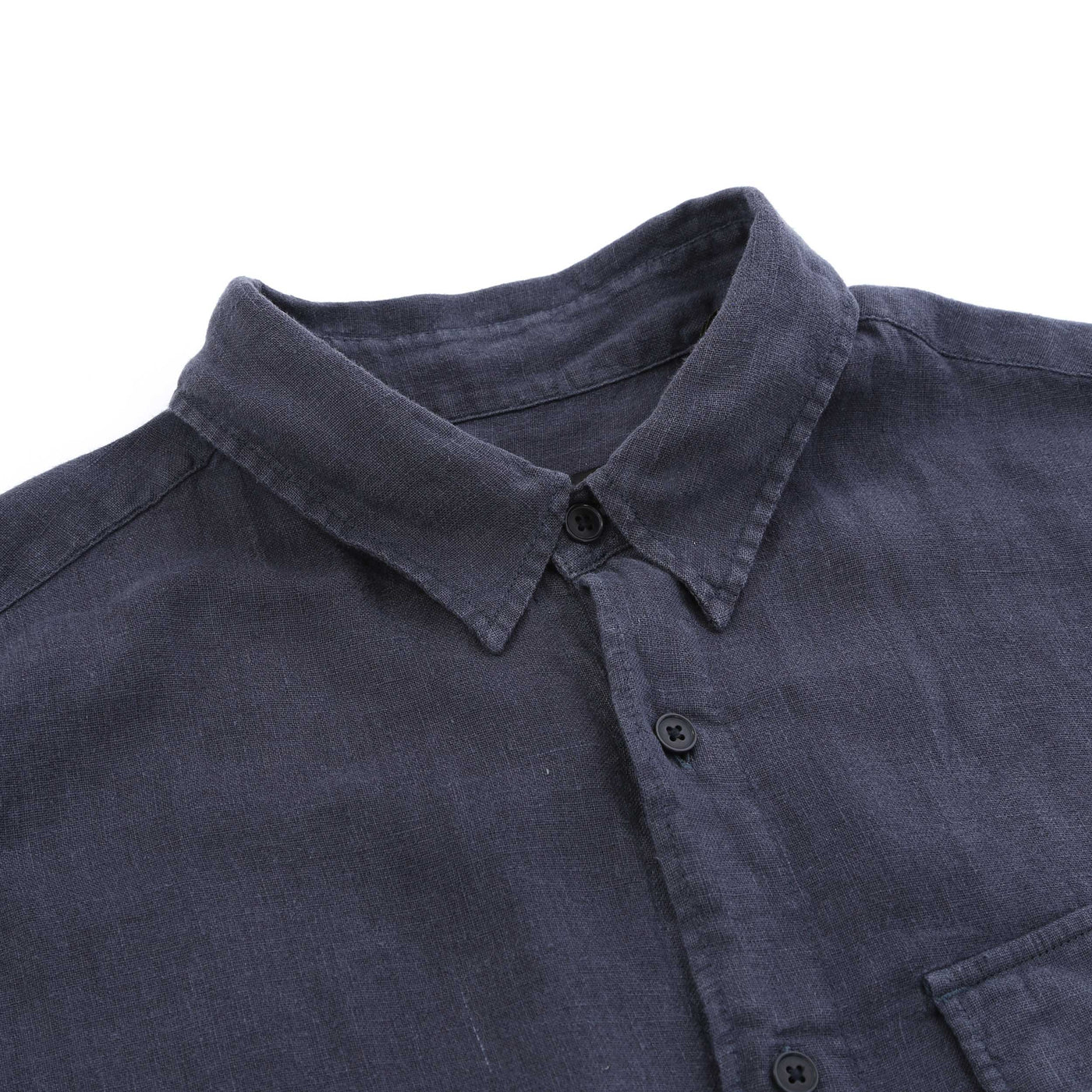 Belstaff Scale Linen Shirt in Dark Ink Collar